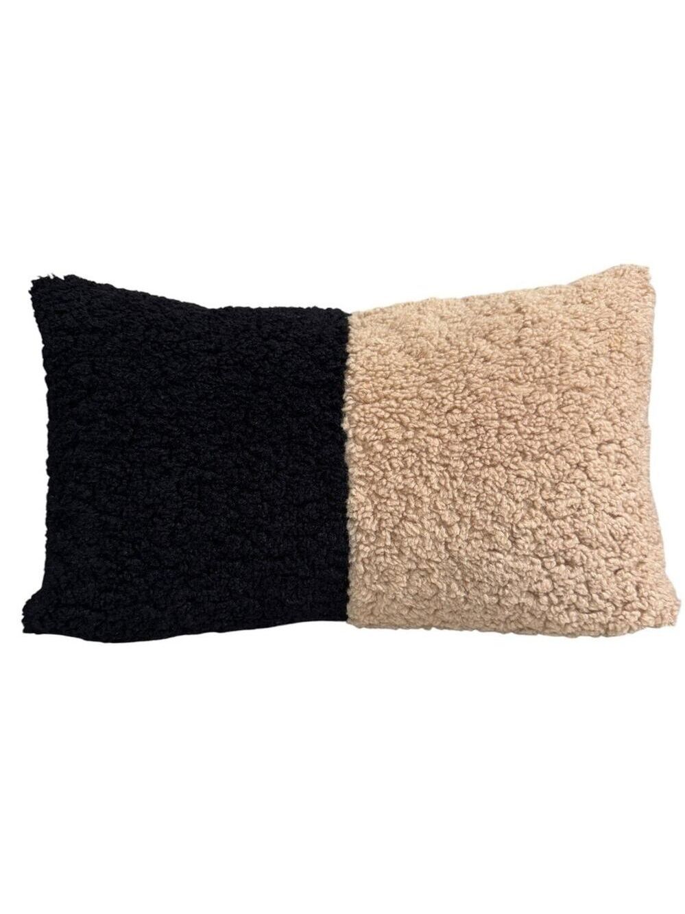 Magaschoni Home Faux Sherpa Plush Lumbar Duck Feather Pillow 14"x24" Excellent!